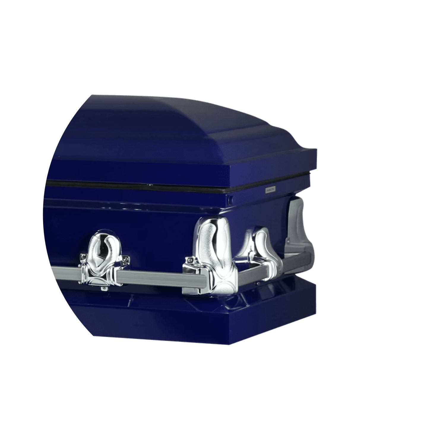 Orion Series | Dark Blue Steel Casket with White Interior