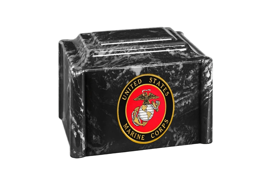 Military Marble Cremation Urn | Marines Black