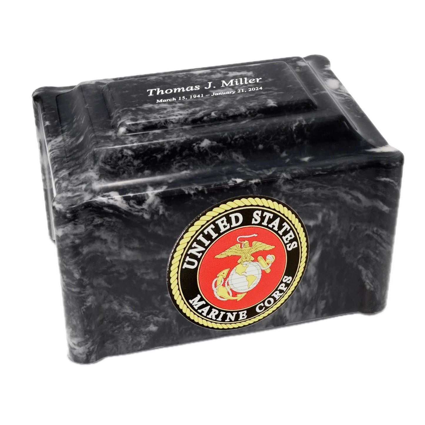 Military Marble Cremation Urn | Marines Black