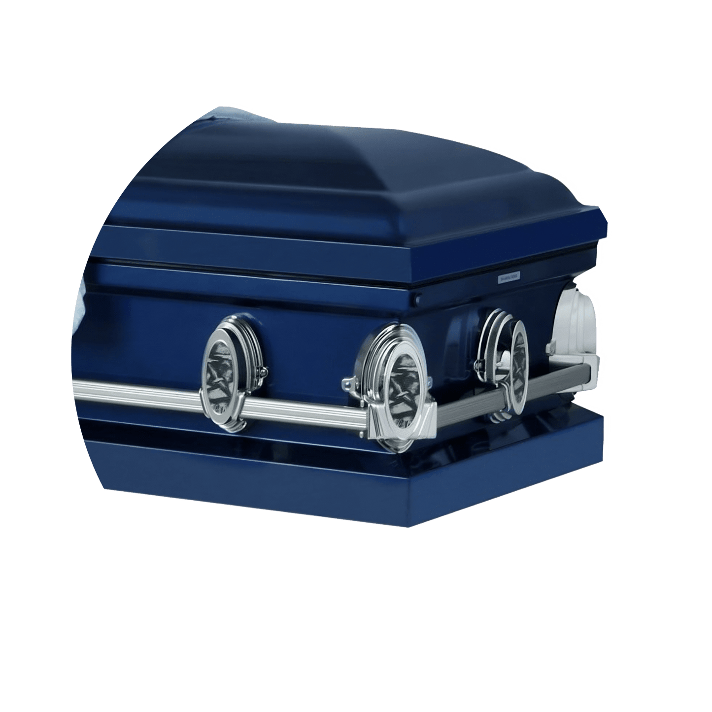 Going Home | Dark Blue Steel Casket with Light Blue Interior