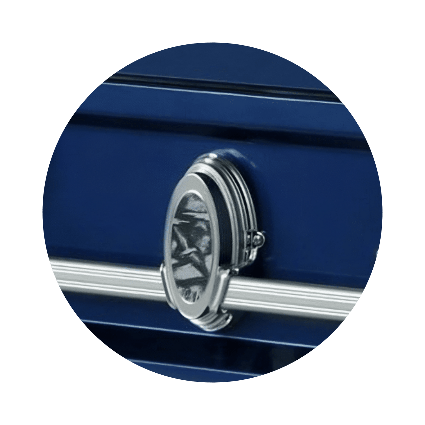 Going Home | Dark Blue Steel Casket with Light Blue Interior