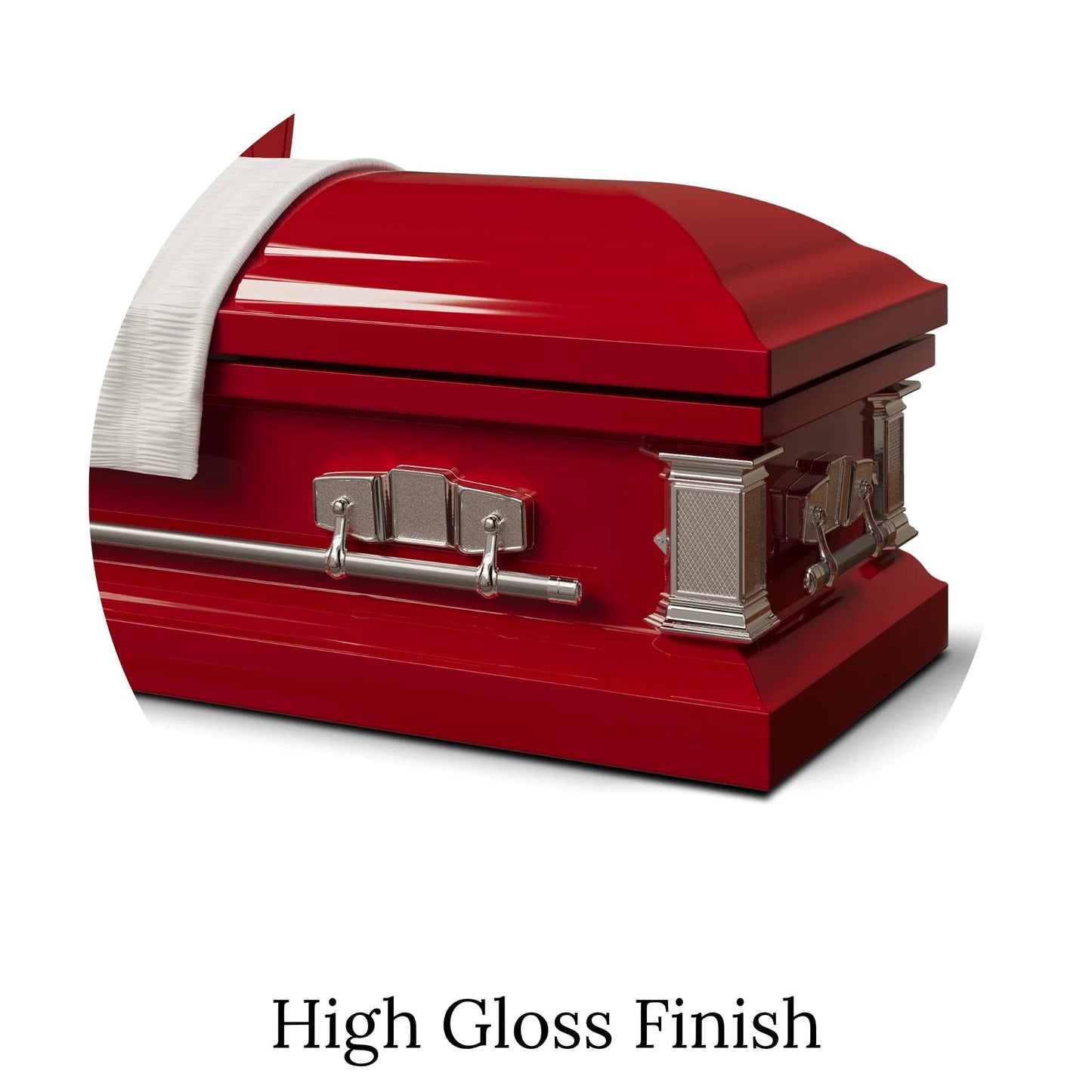 Satin Series | Red Steel Casket with White Interior