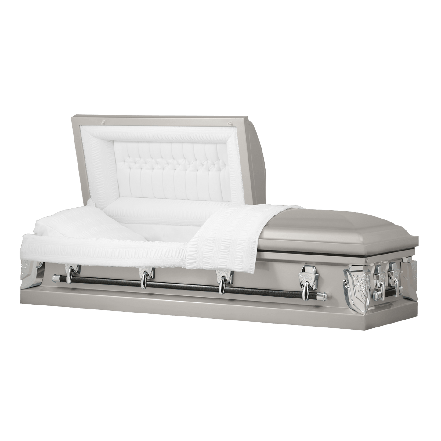 Cambridge Series | Silver Steel Casket with White Velvet Interior
