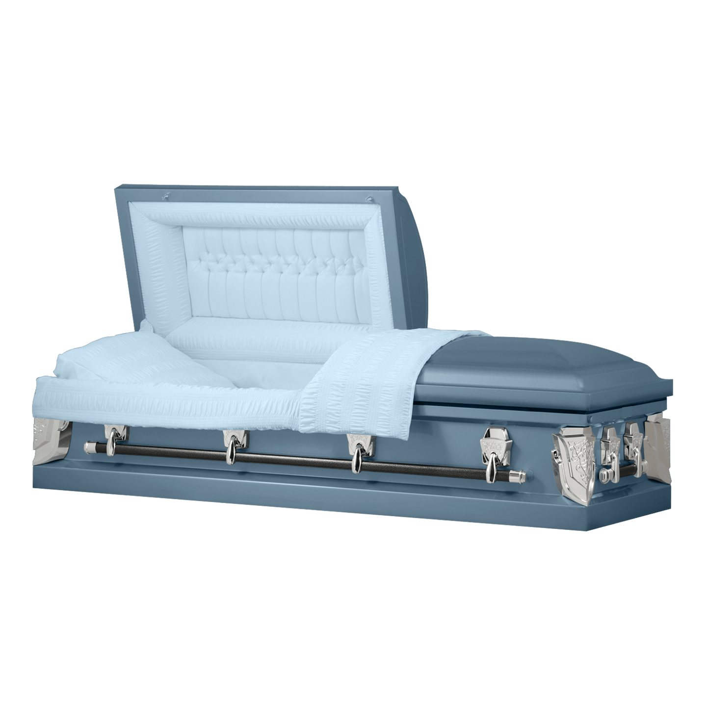Cambridge Series | Light Blue Steel Casket with Light Blue Velvet Interior