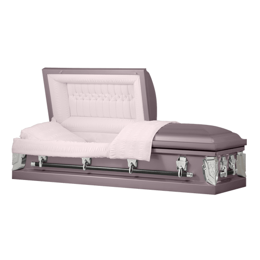 Cambridge Series | Orchid Steel Casket with Pink Velvet Interior