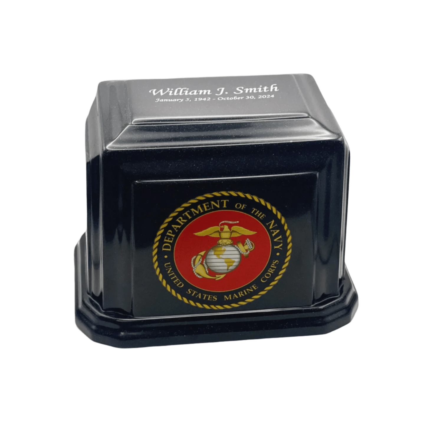 Classic Military Marble Cremation Urn | Marines Blue