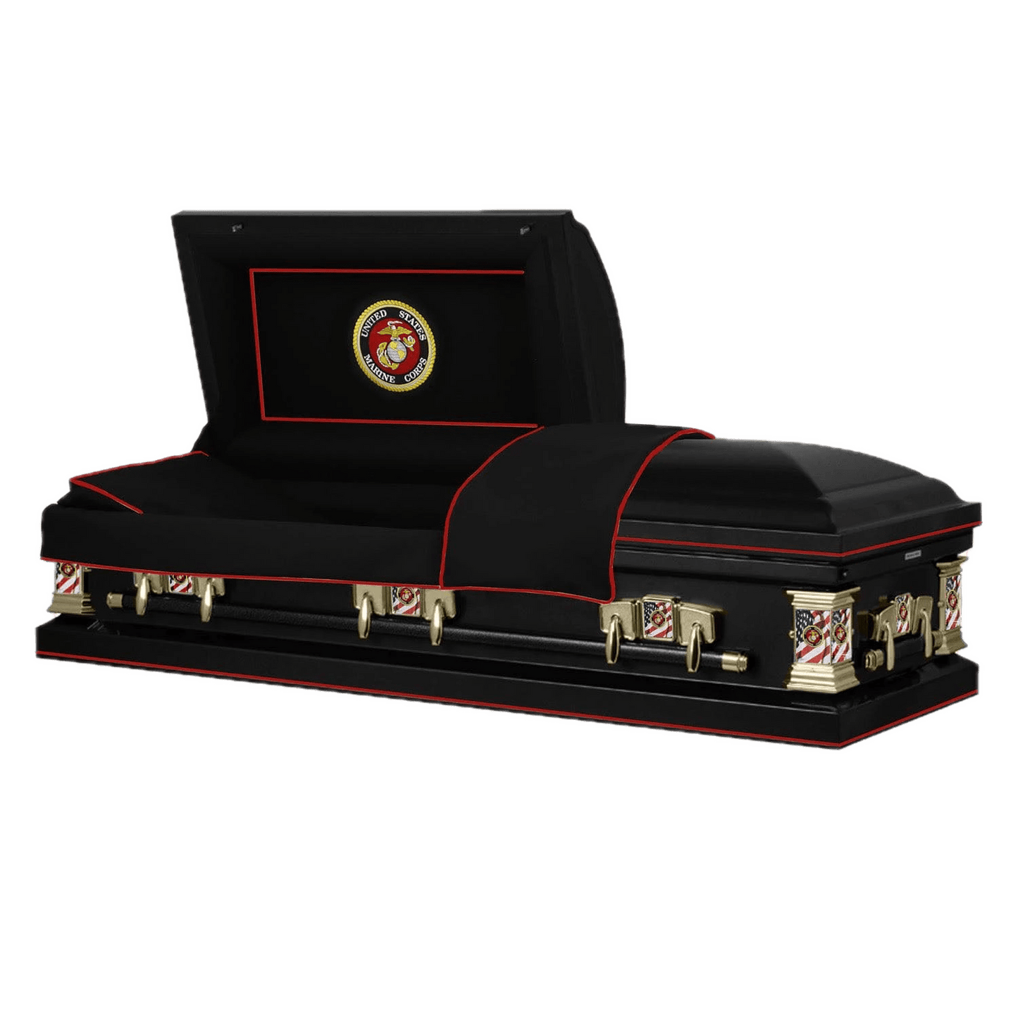 Veteran Select | Marines Black Steel Casket with Black Interior