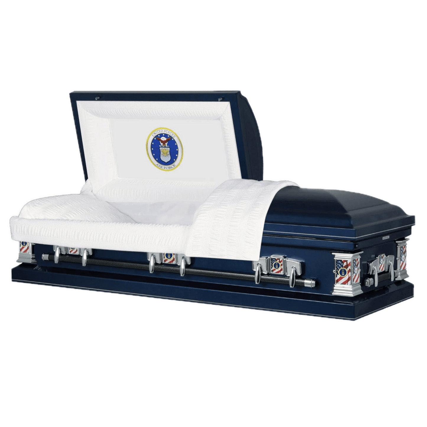 Veteran Premier | Air Force Dark Blue Steel Casket with White Interior