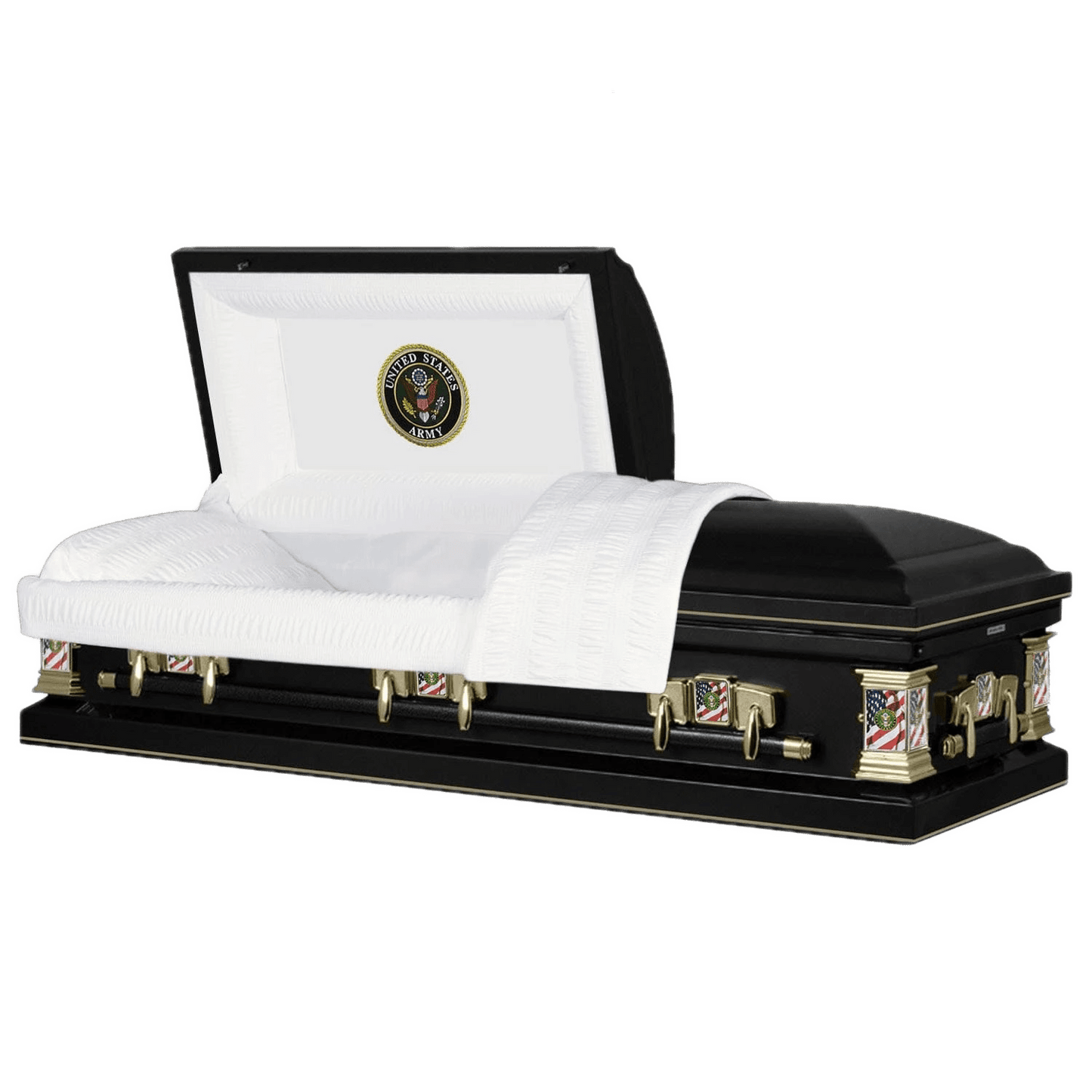 Veteran Premier | Army Black Steel Casket with White Interior