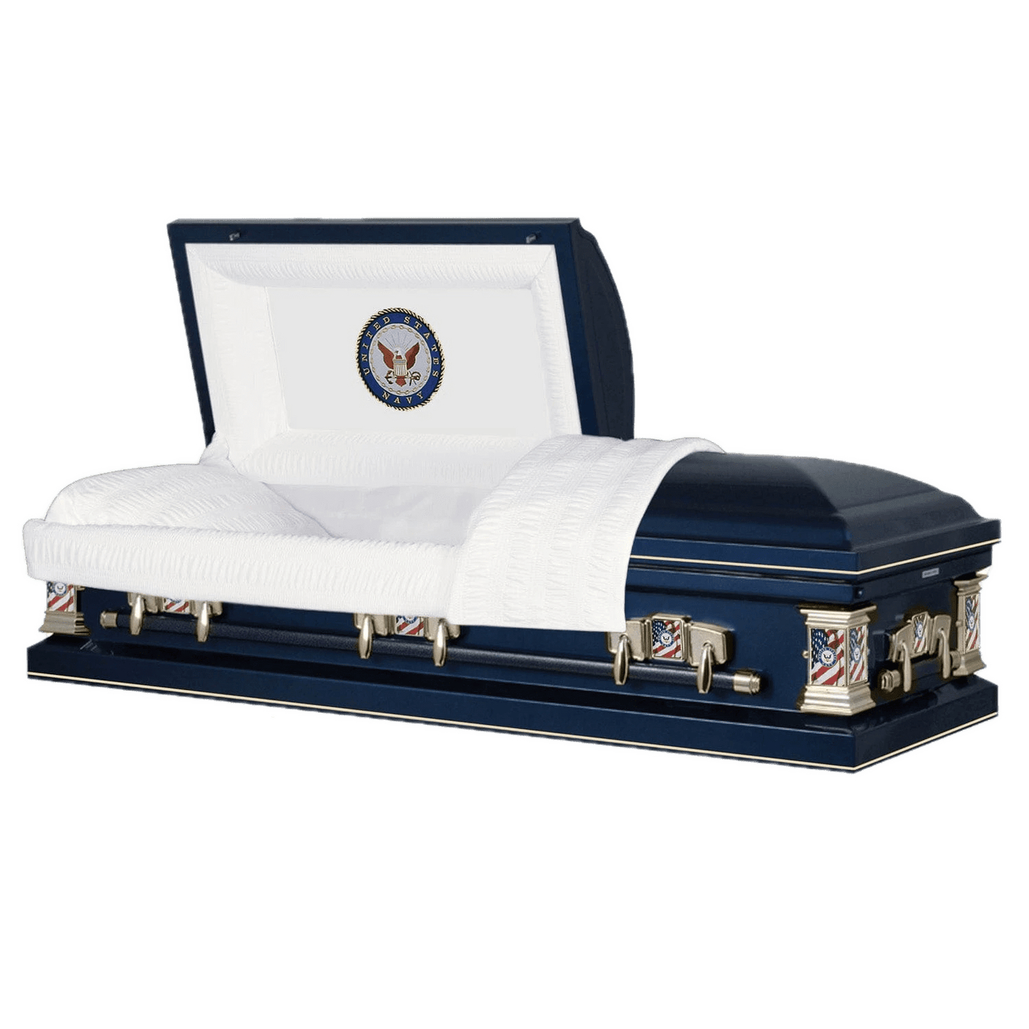 Veteran Premier | Navy Dark Blue Steel Casket with White Interior