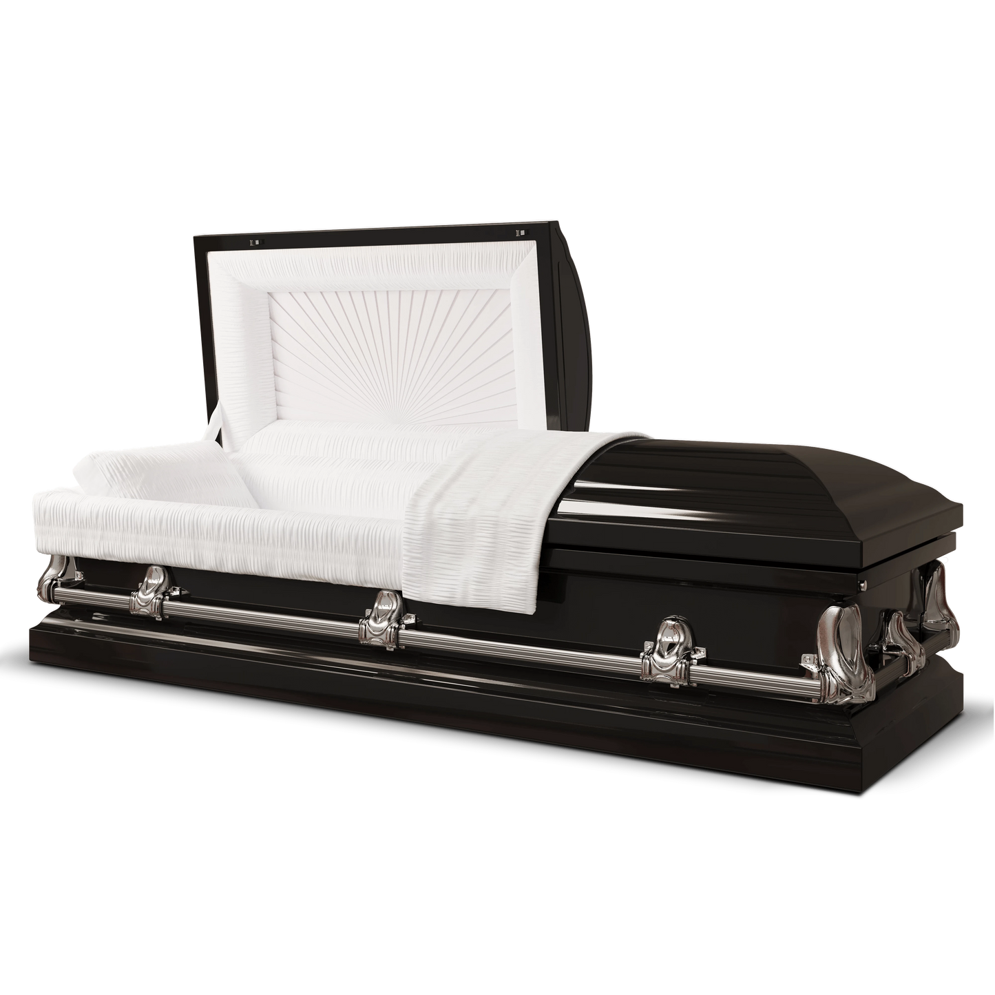 Orion Series | Black Steel Casket with White Interior