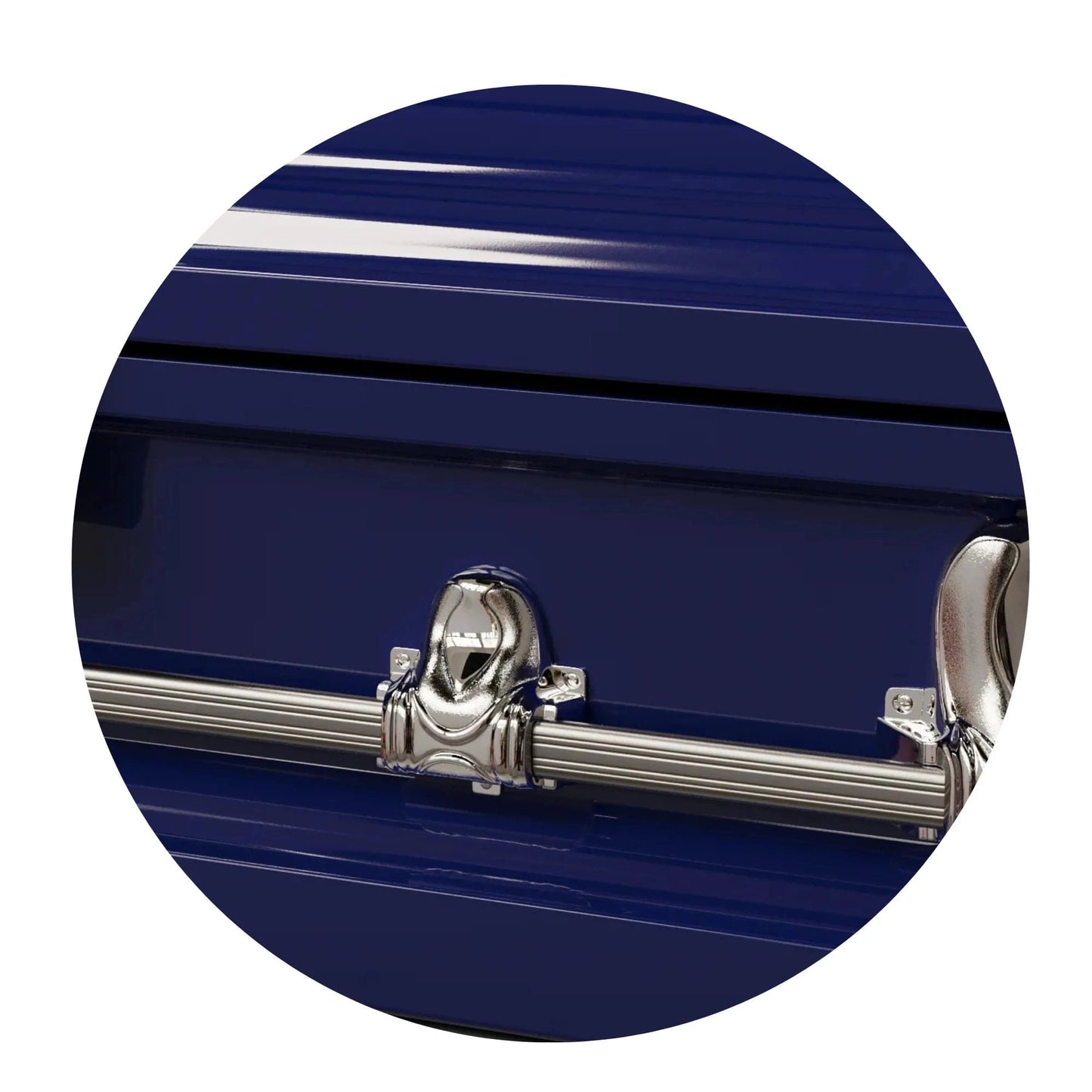 Orion Series | Dark Blue & Gold Steel Casket with White Interior