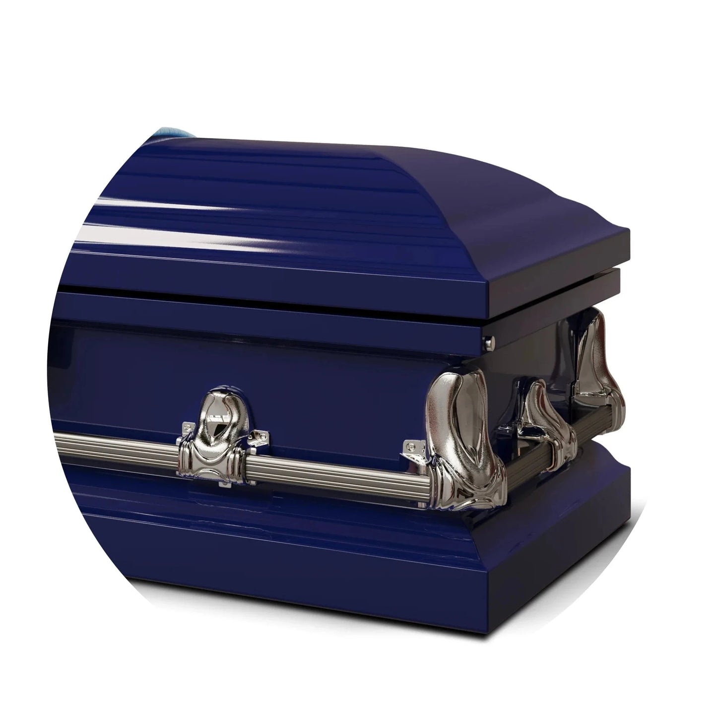 Orion Series | Dark Blue & Gold Steel Casket with White Interior