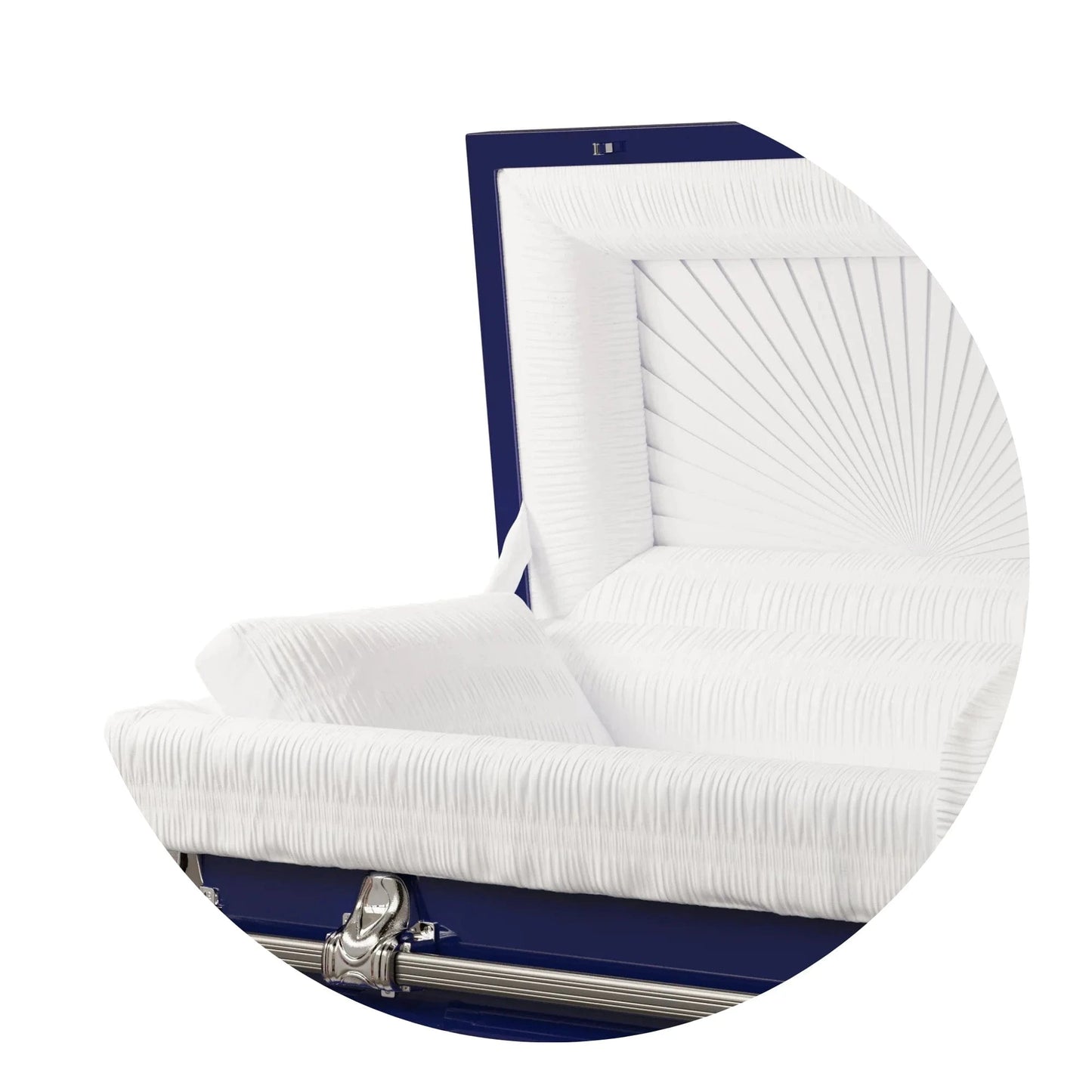 Orion Series | Dark Blue & Gold Steel Casket with White Interior