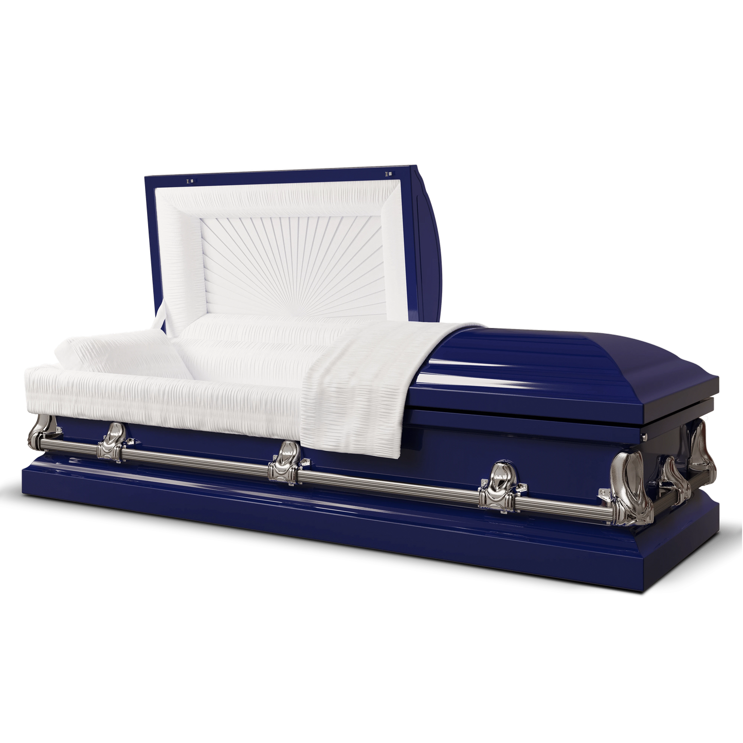 Orion Series | Dark Blue & Gold Steel Casket with White Interior