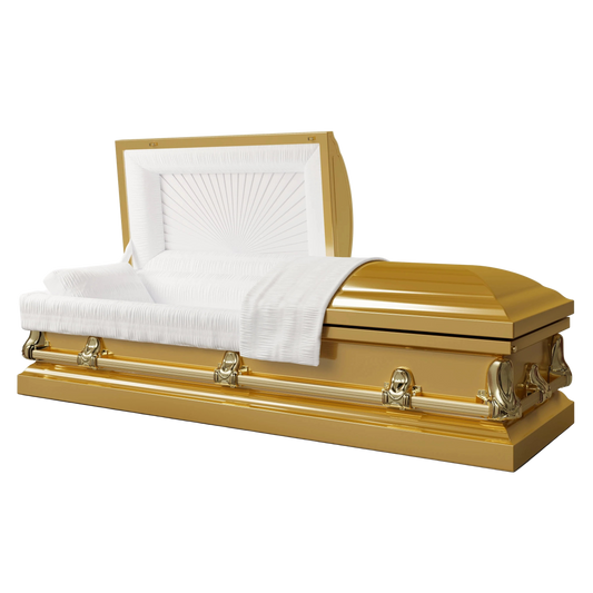 Orion Series | Gold Steel Casket with White Interior