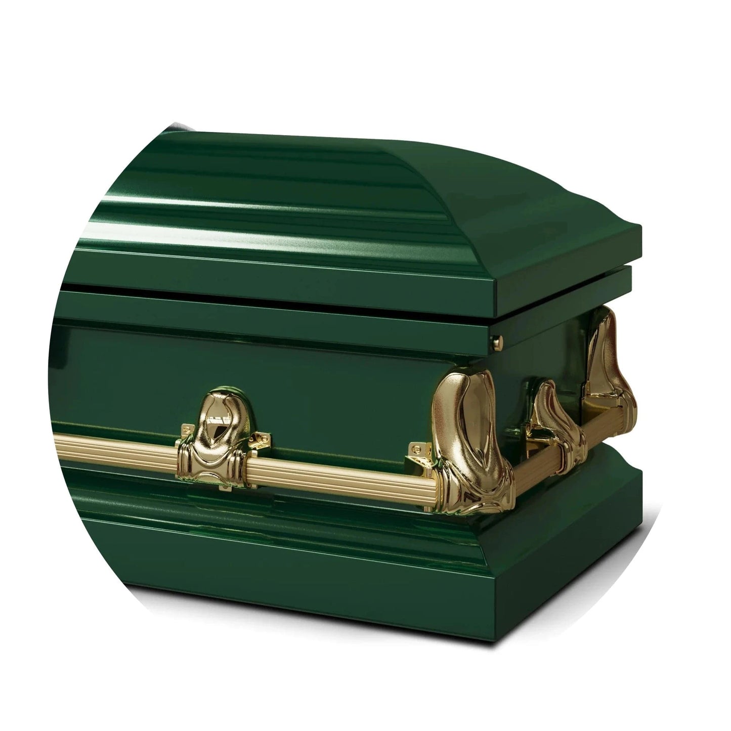 Orion Series | Green Steel Burial Casket with White Interior