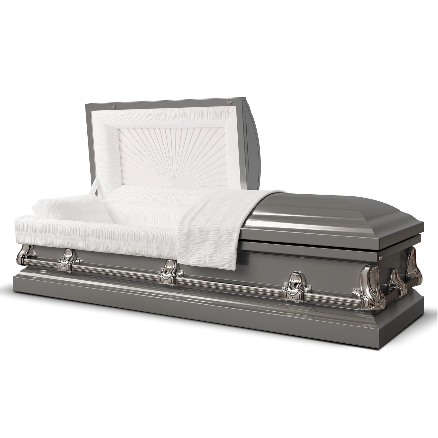 Orion Series | Gunmetal Steel Casket with White Interior