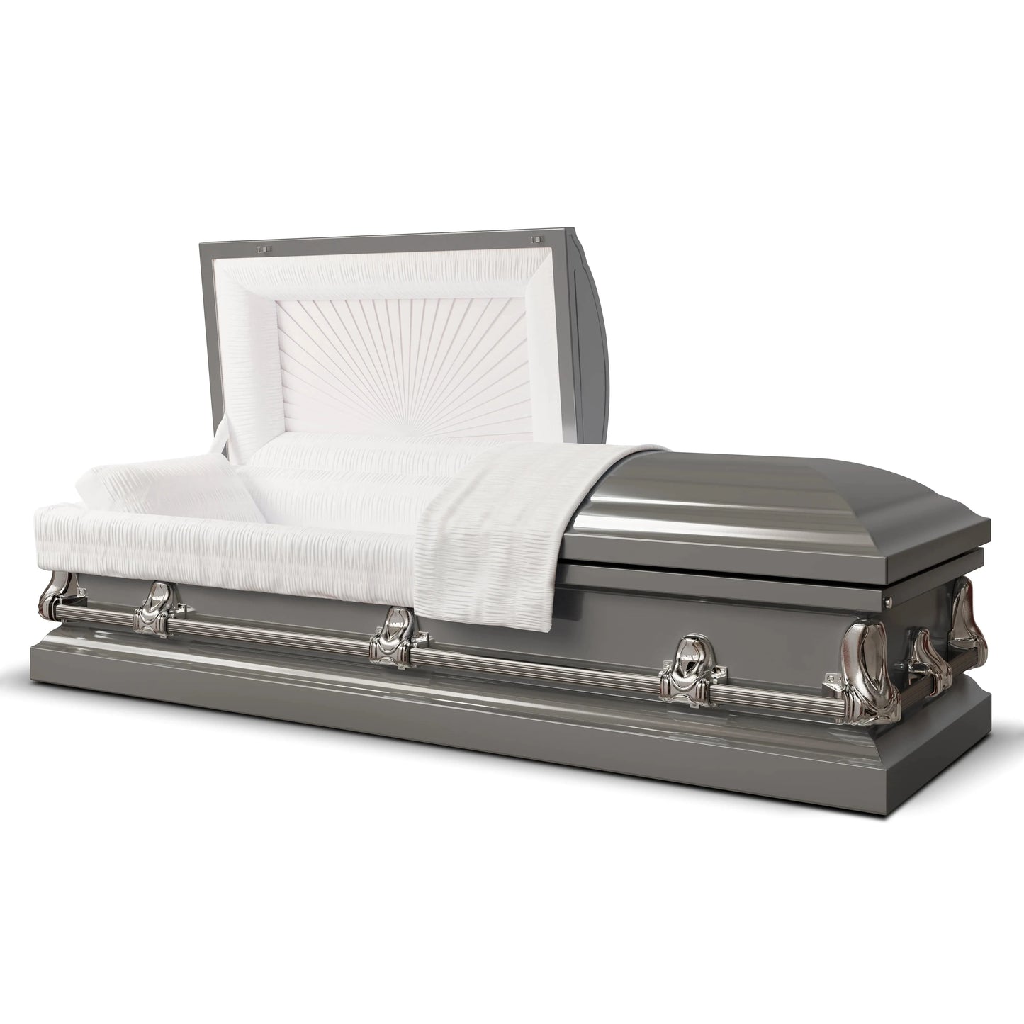 Orion Series | Gunmetal Steel Casket with White Interior