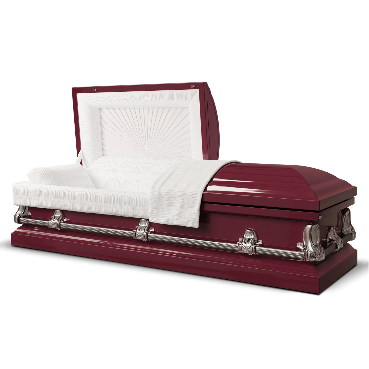 Orion Series | Maroon Steel Casket with White Interior
