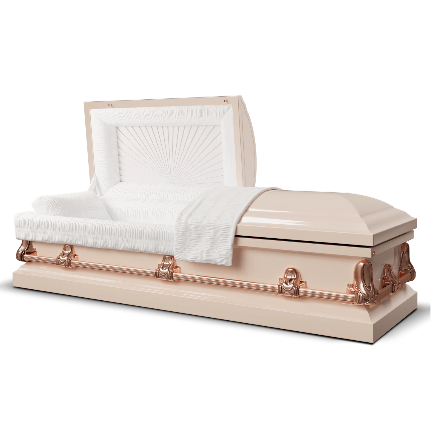 Orion Series | Pink & Rose Gold Steel Casket with White Interior