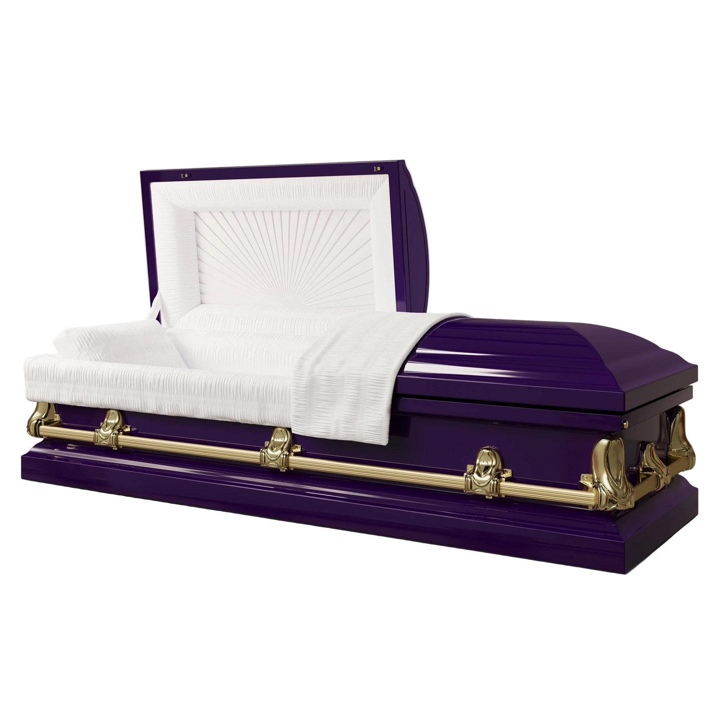 Orion Series | Purple & Gold Steel Casket with White Interior