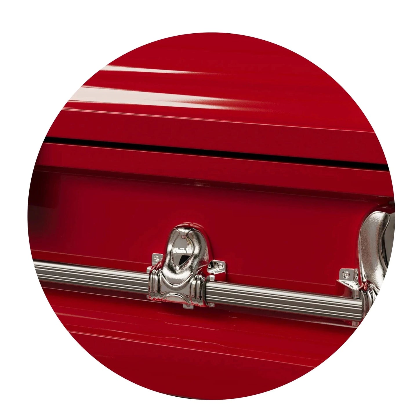 Orion Series | Red Steel Casket with White Interior