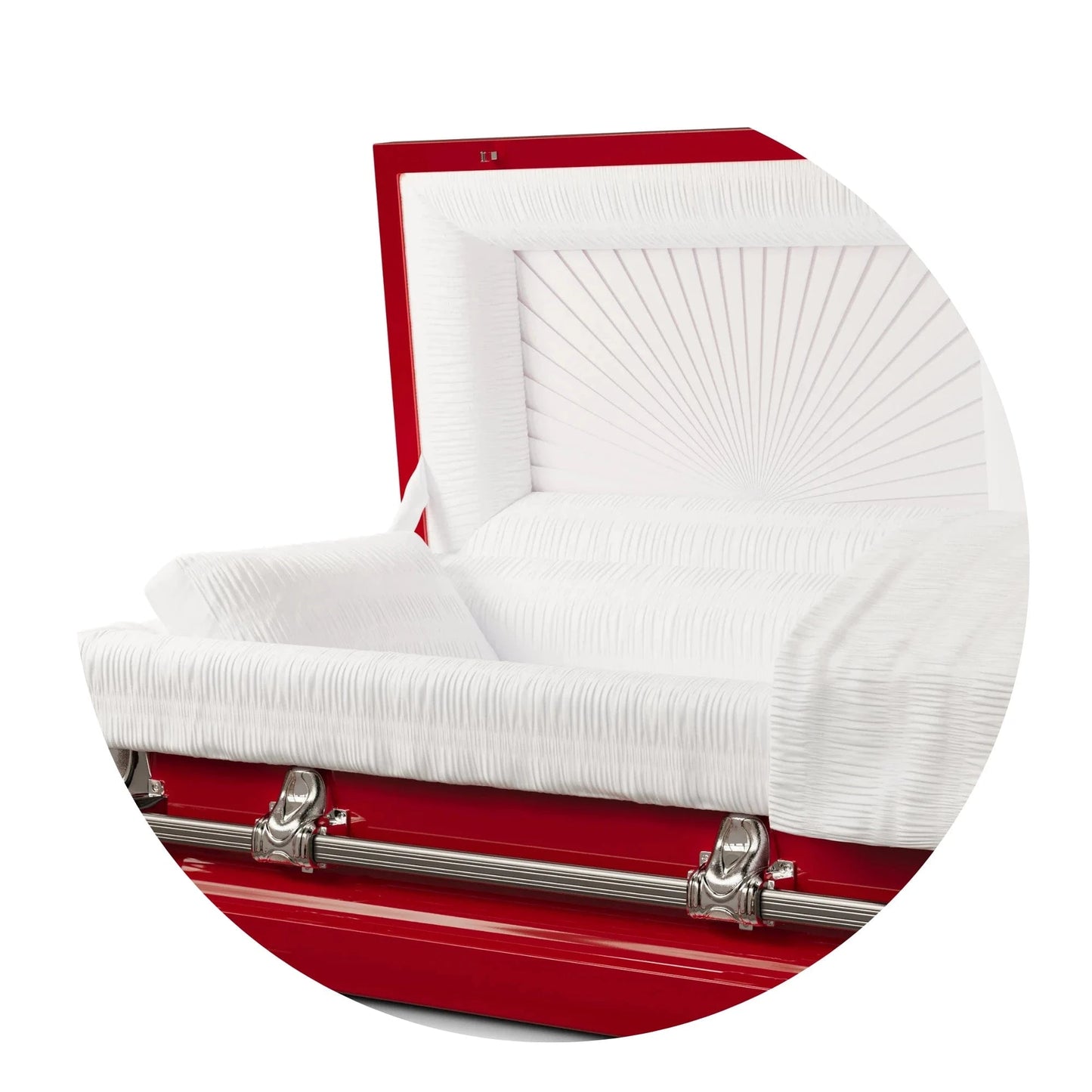 Orion Series | Red Steel Casket with White Interior