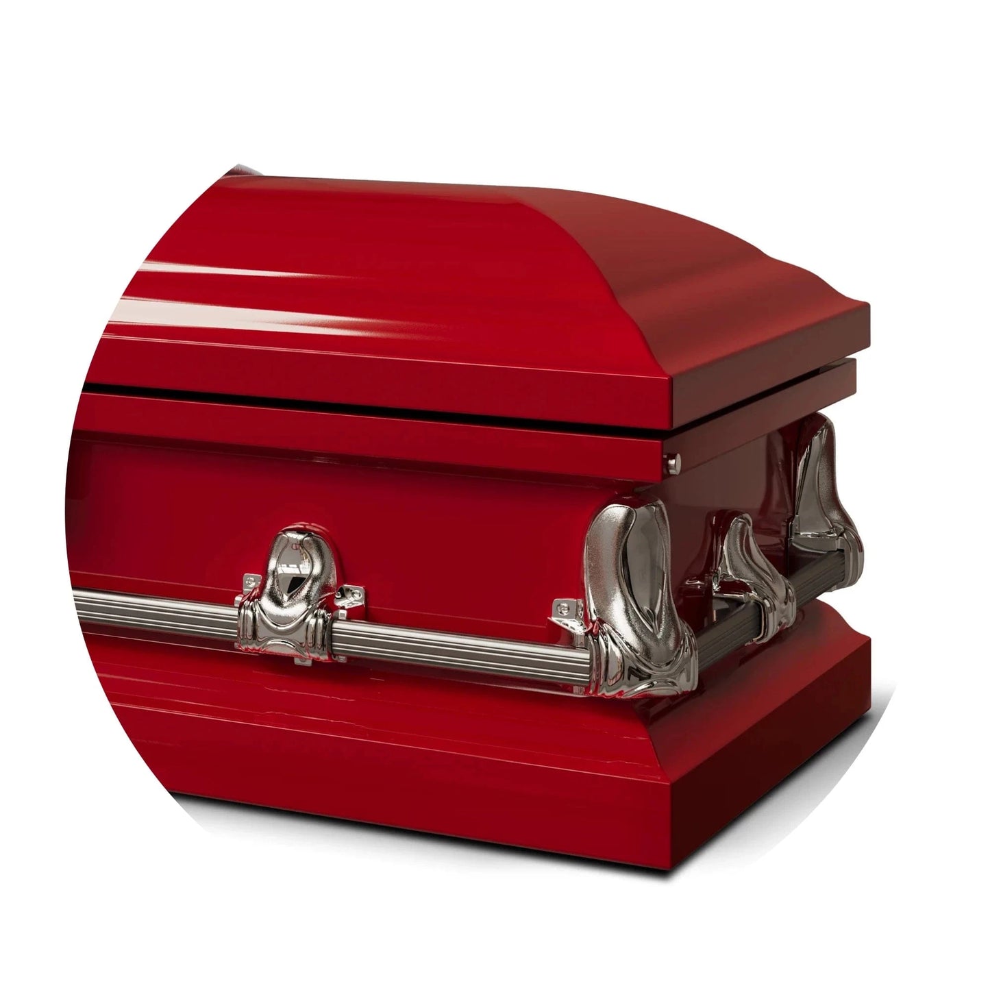 Orion Series | Red Steel Casket with White Interior