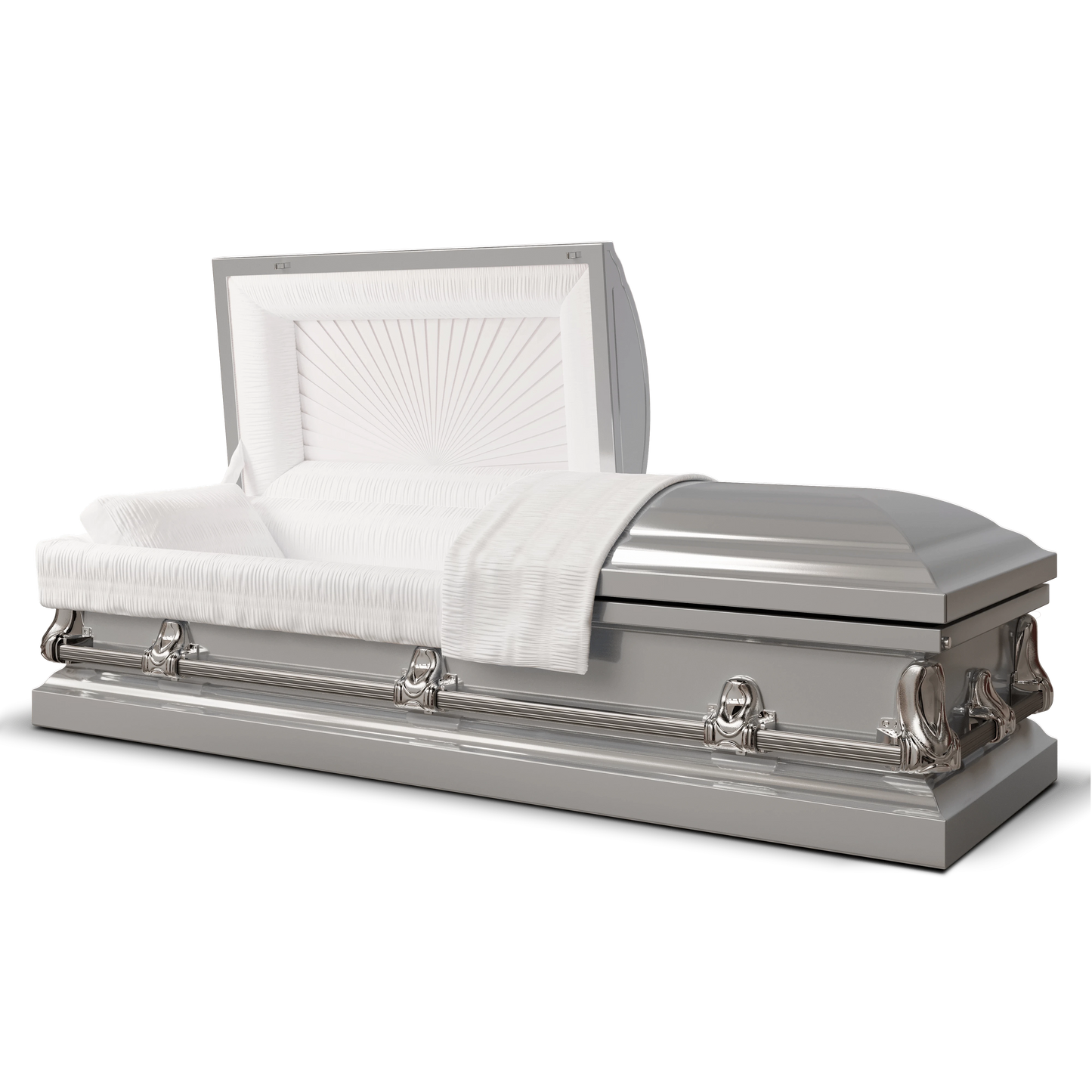 Orion Series | Silver Steel Casket with White Interior
