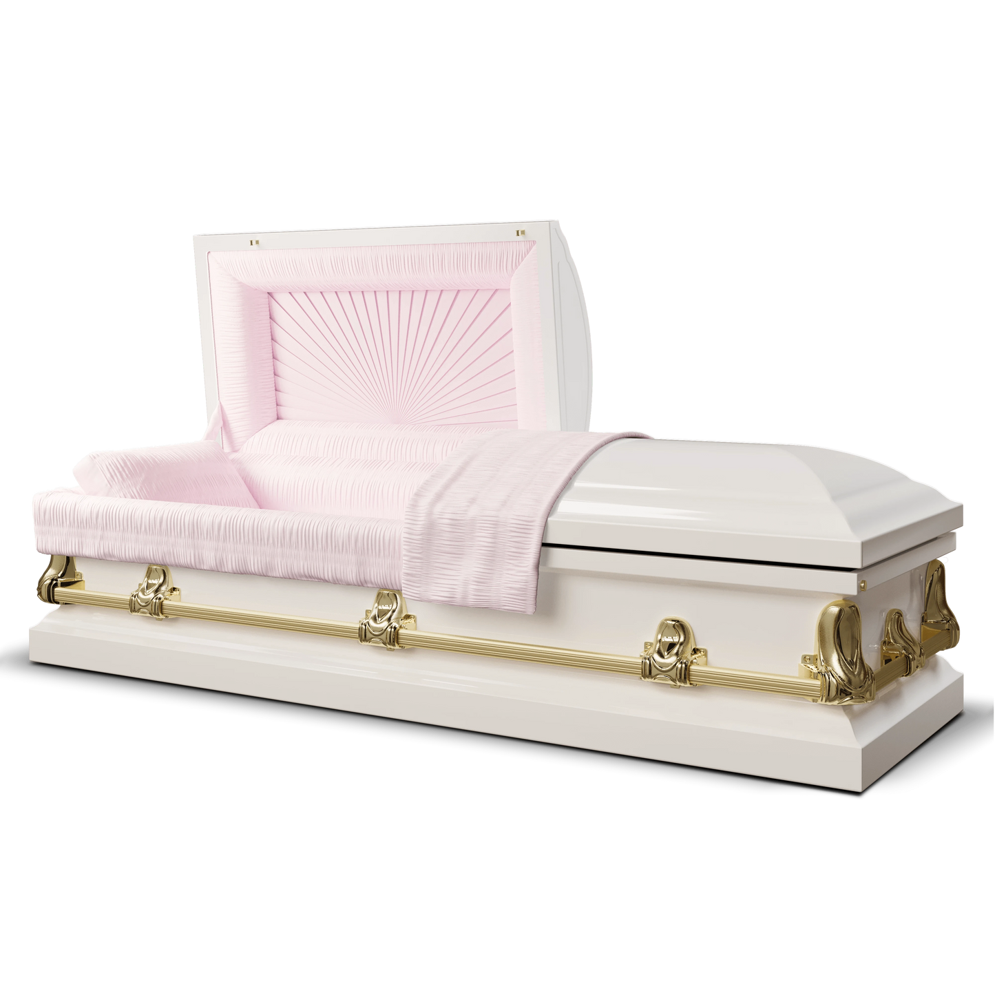 Orion Series | White and Gold Steel Casket with Pink Interior