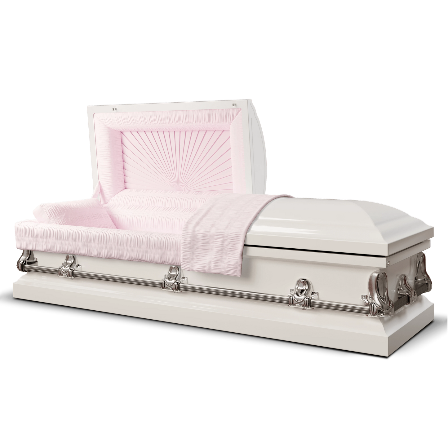 Orion Series | White Steel Casket with Pink Interior