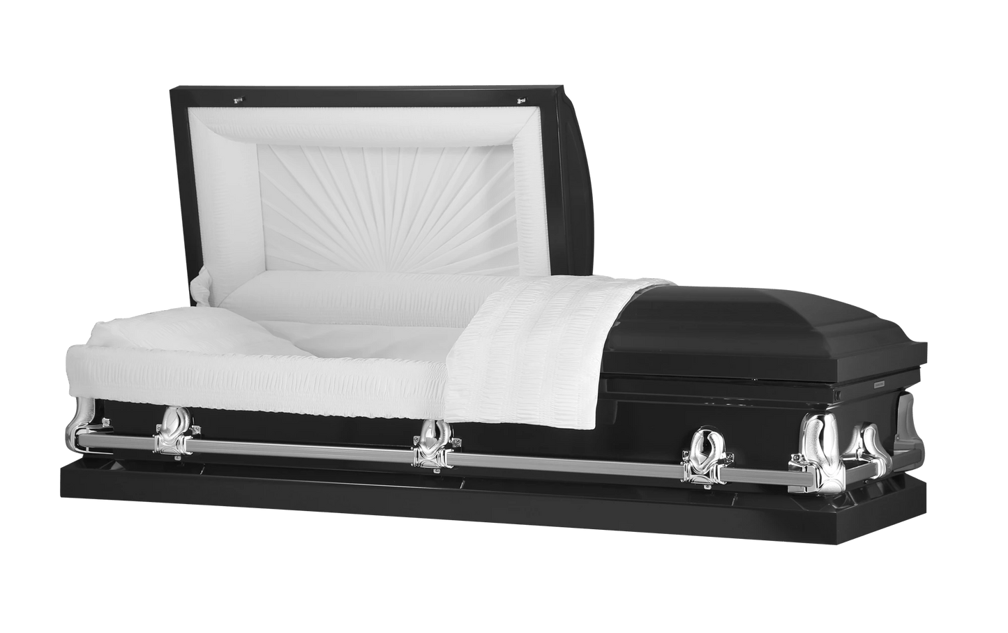 Orion Series | Black Steel Casket with White Interior