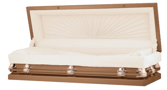 Full Couch Orion Series | Copper Steel Casket with Rosetan Interior