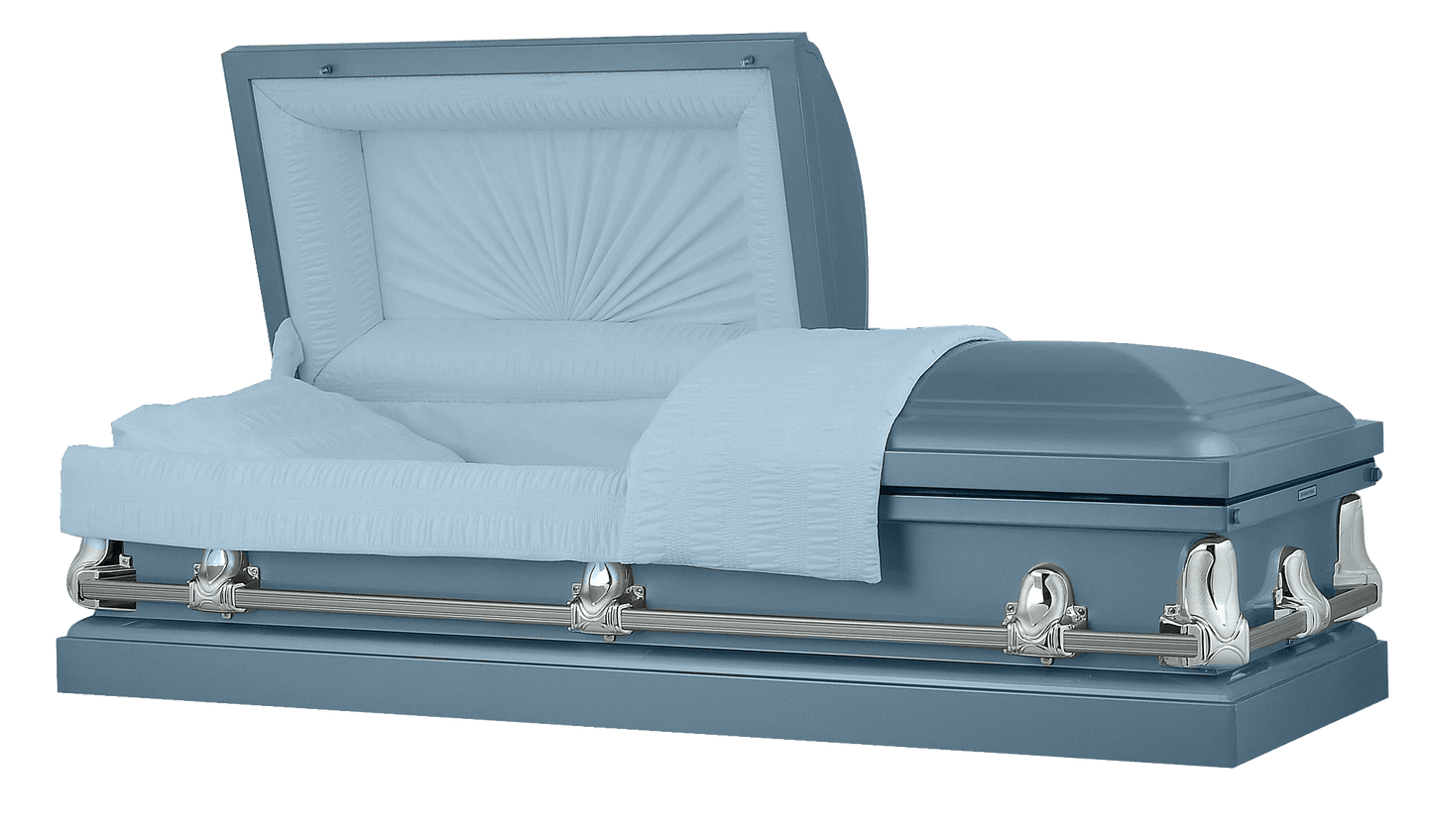 Orion Series | Light Blue Steel Casket with Light Blue Interior