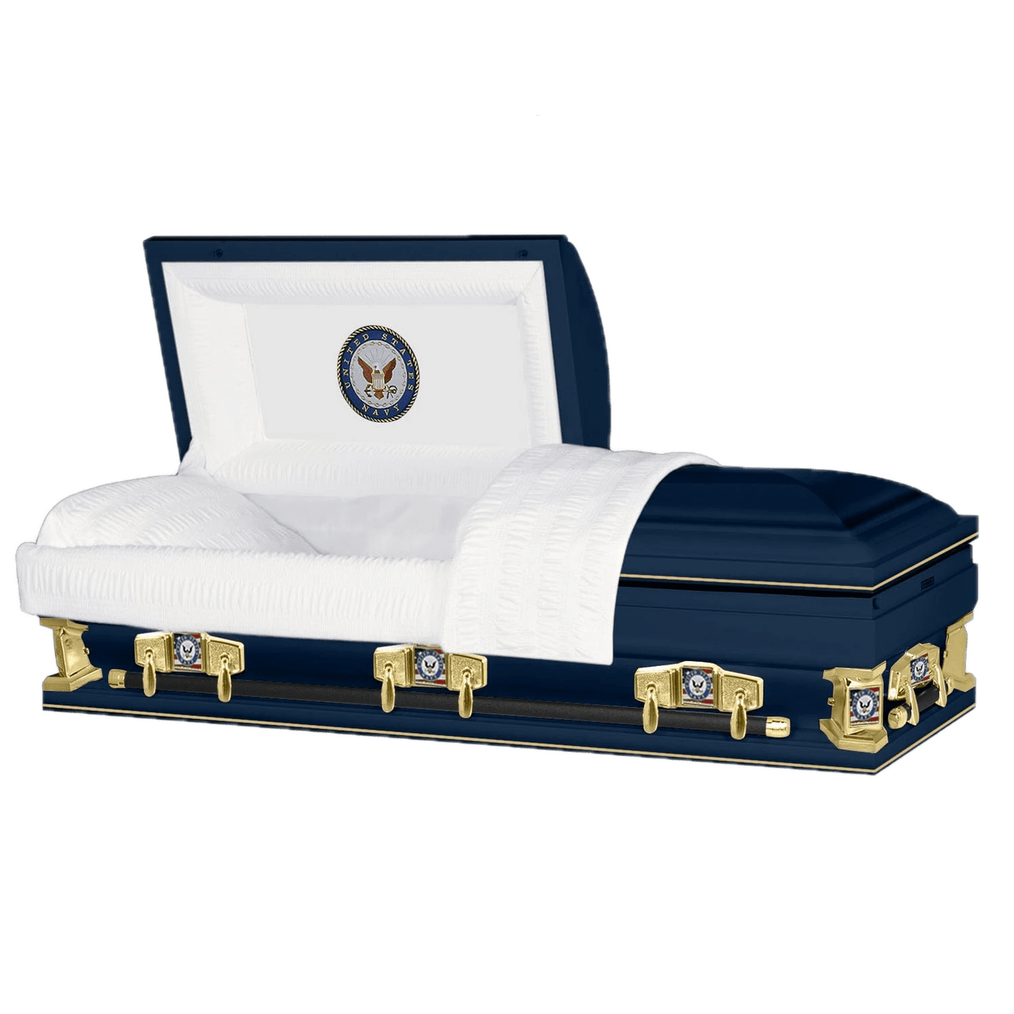 Veteran Premier XL | Navy Oversize Dark Blue Steel Casket with White Interior