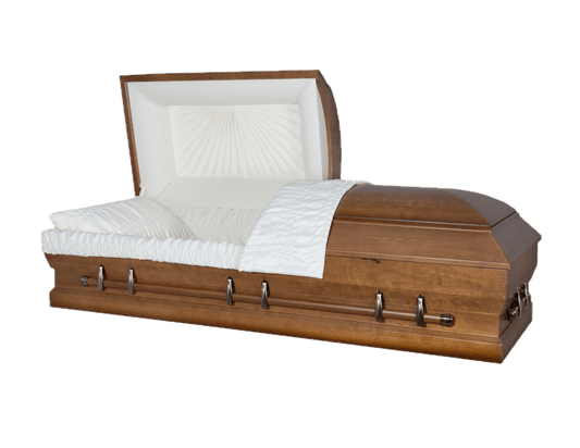 Poplar XL (Poplar) | Poplar Wood Oversize Casket with Rosetan Interior and Walnut Satin Stain | 26"