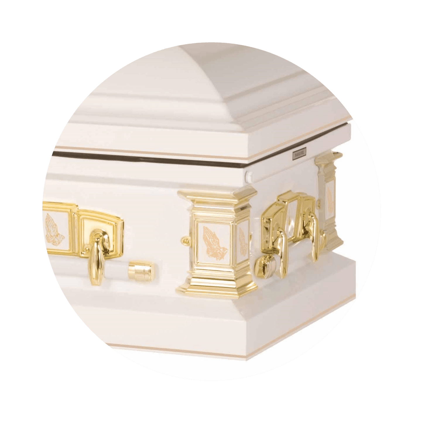 Praying Hands | White Steel Religious Casket