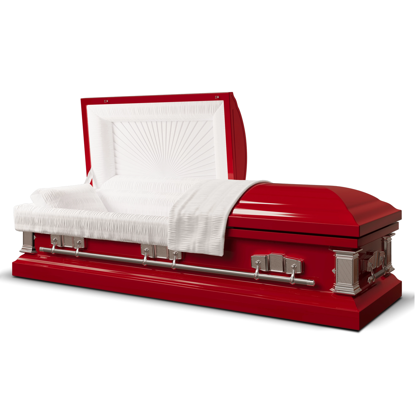 Satin Series | Red Steel Casket with White Interior