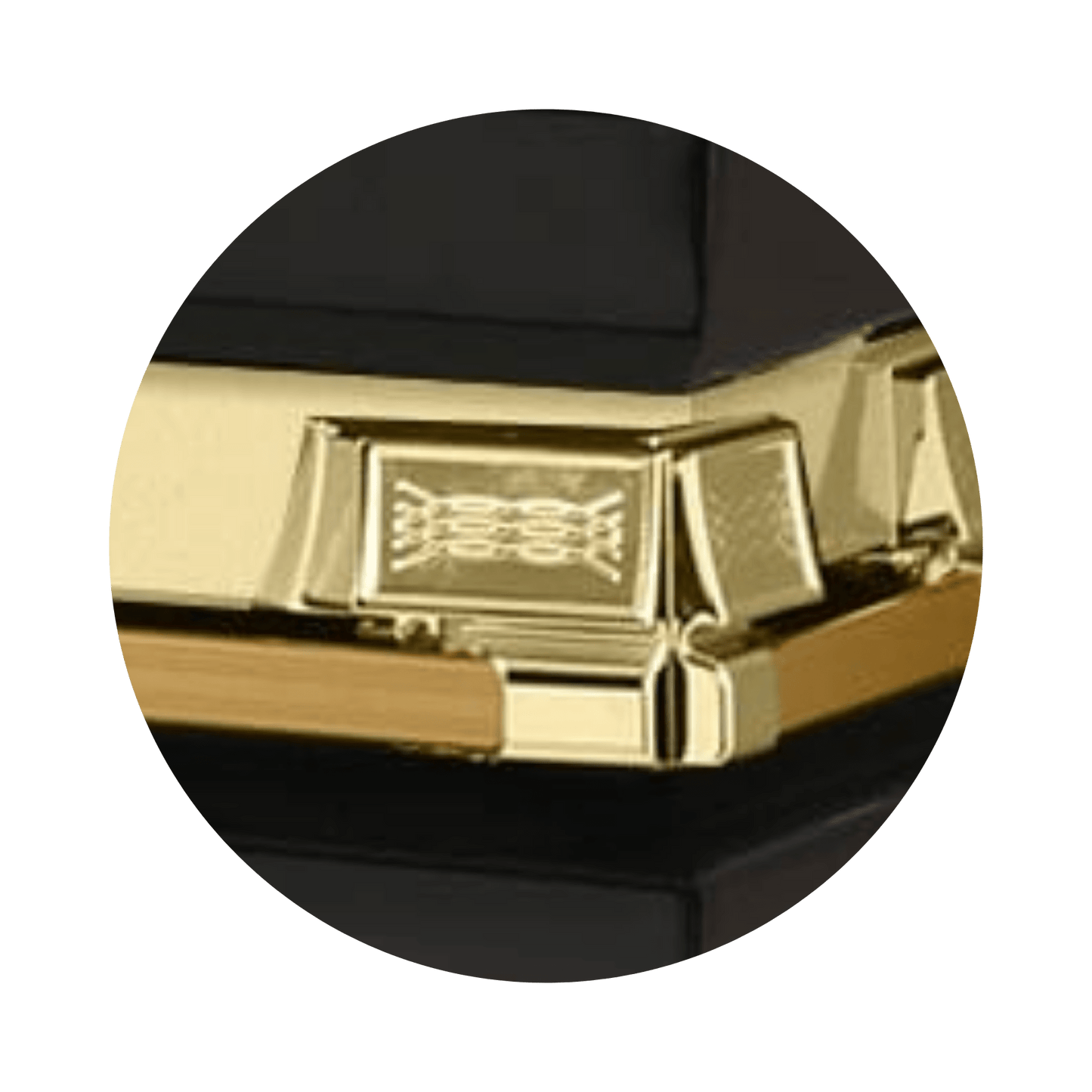 Reflections XL | Black and Gold Steel Oversize Casket with White Interior