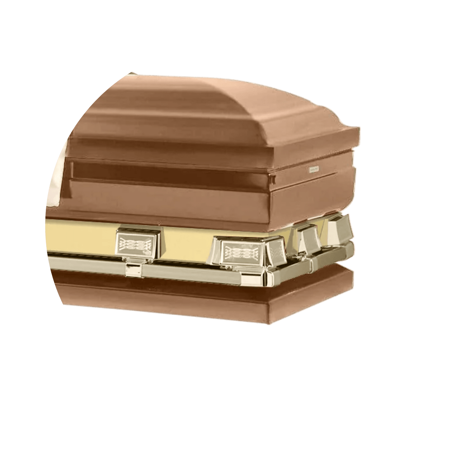 Reflections XL | Copper Steel Oversize Casket with Rosetan Interior