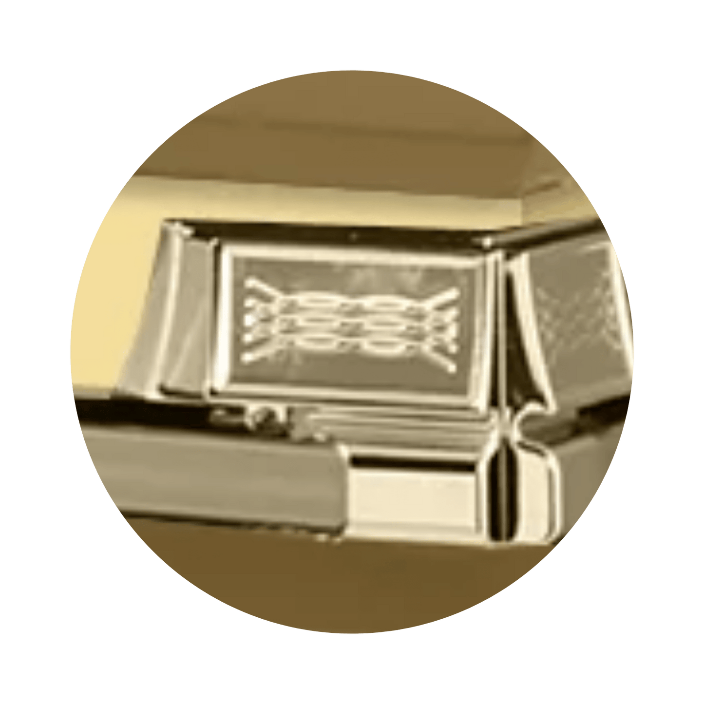 Reflections XL | Gold Steel Oversize Casket with White Interior