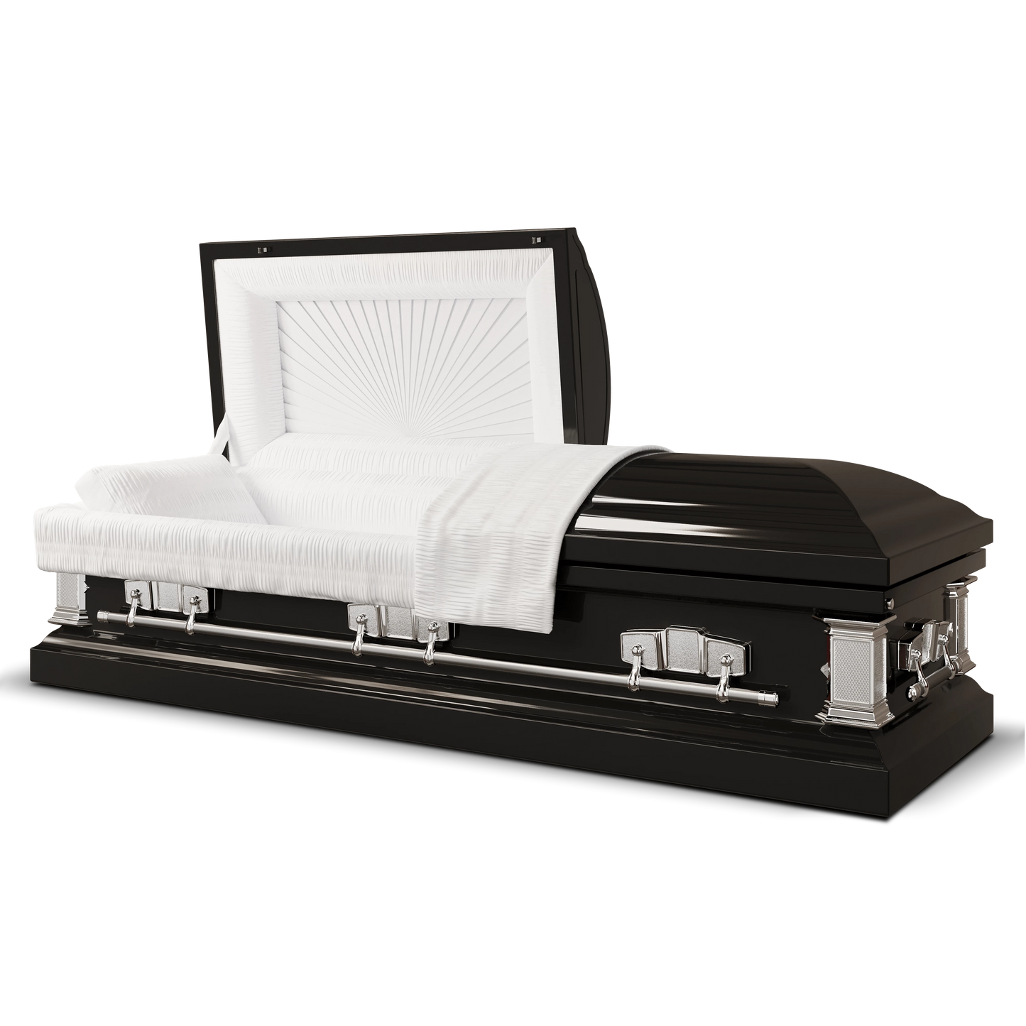 Satin Series | Black Steel Casket with White Interior