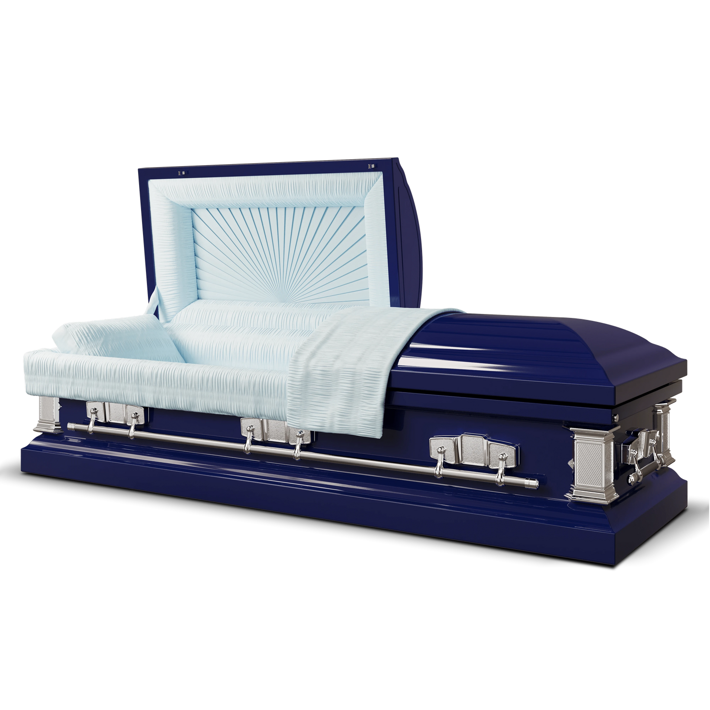Satin Series | Dark Blue Steel Casket with Light Blue Interior