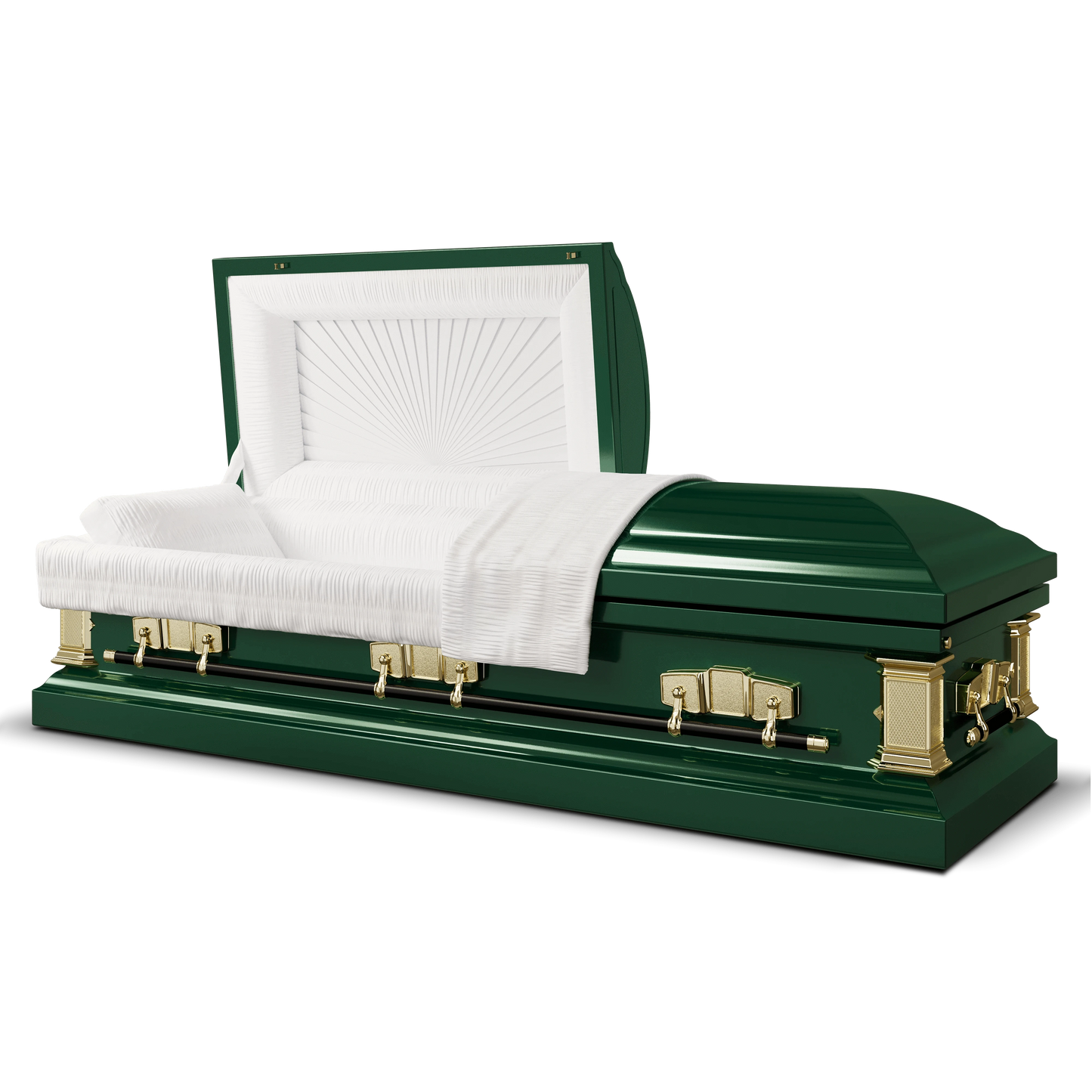 Satin Series | Hunter Green Steel Casket with White Interior