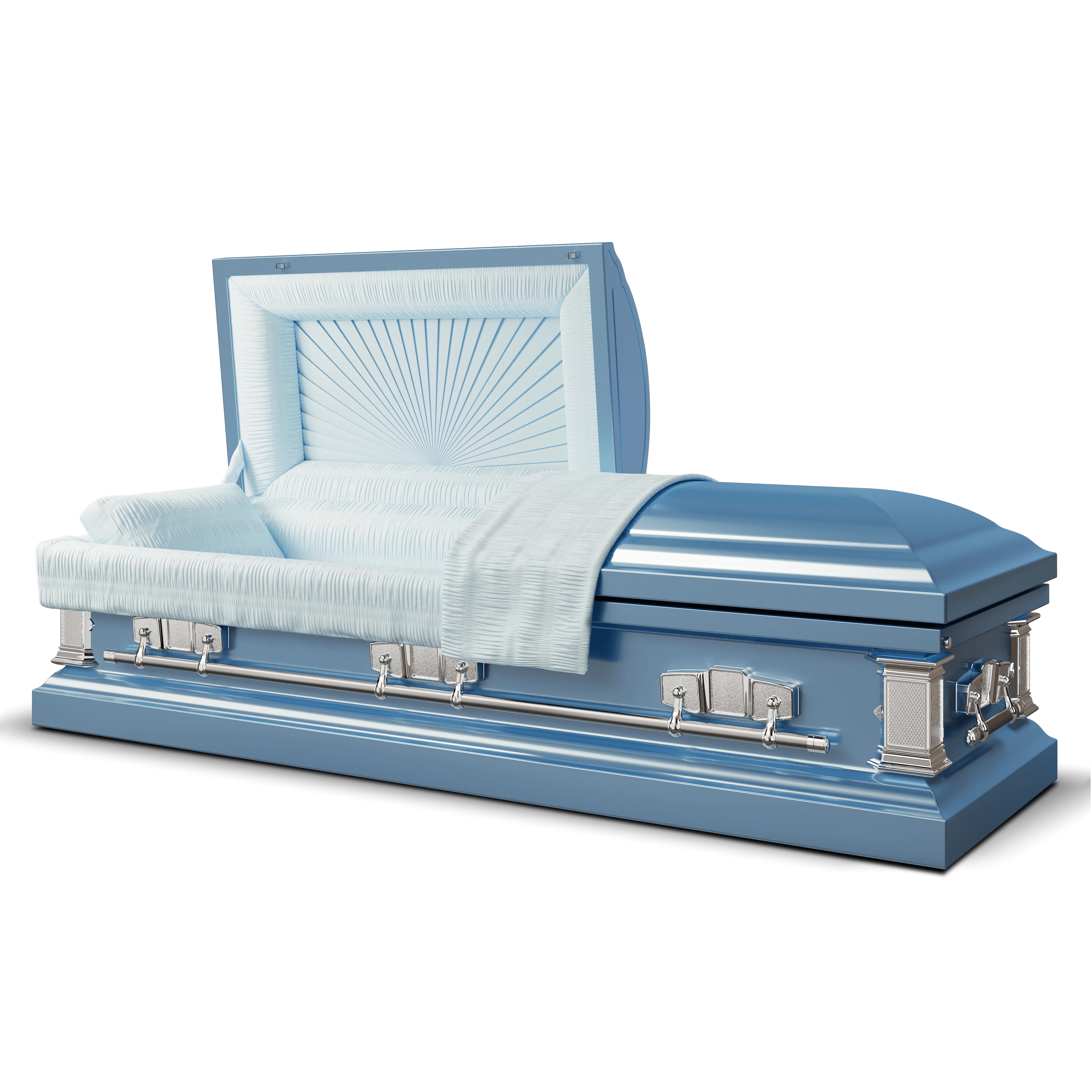 サ*漠様 CASKET Balsa Trad 51s 50shs 51s 51h Titan Satin Series | Light Blue Steel Casket with Swingbar – Titan