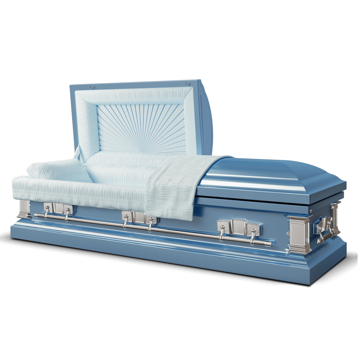 Satin Series | Light Blue Steel Casket with Light Blue Interior