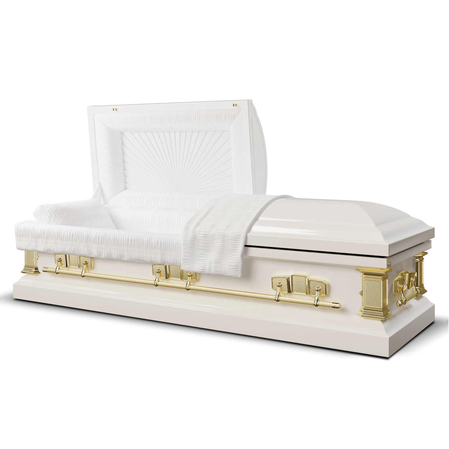 Satin Series | White and Gold Steel Casket with White Interior