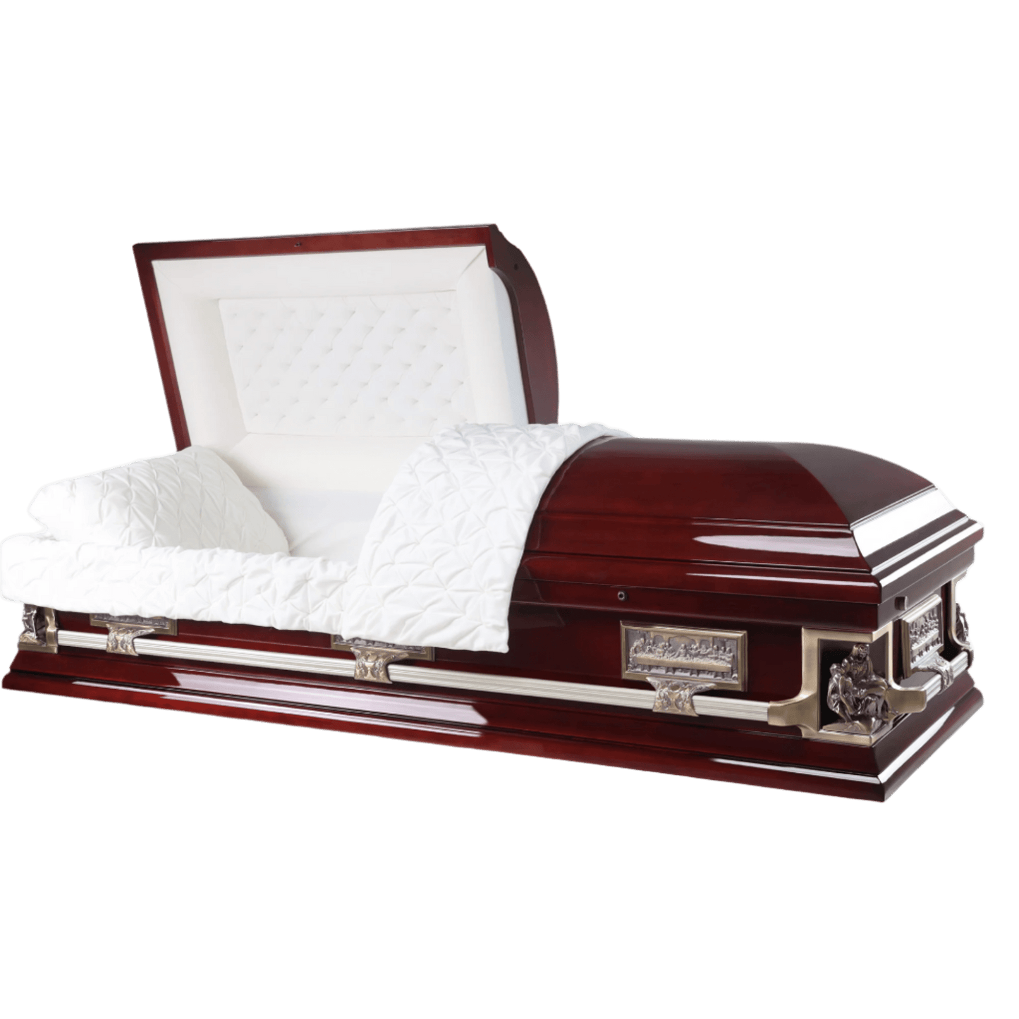 Wooden Pieta (Poplar) | Poplar Wood Casket with Cherry Gloss Finish