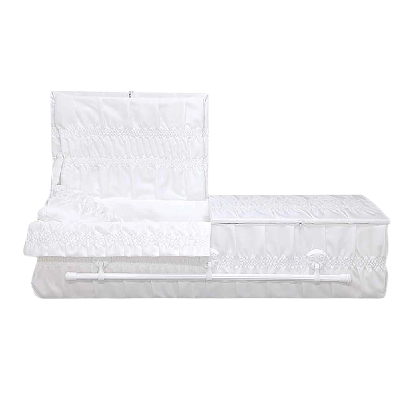 Standard Cloth-Covered Wood Pet Casket | White Crepe
